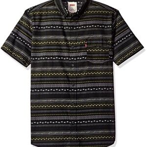 Levi's Black Casual Button Down Shirt with Geometric Pattern XL